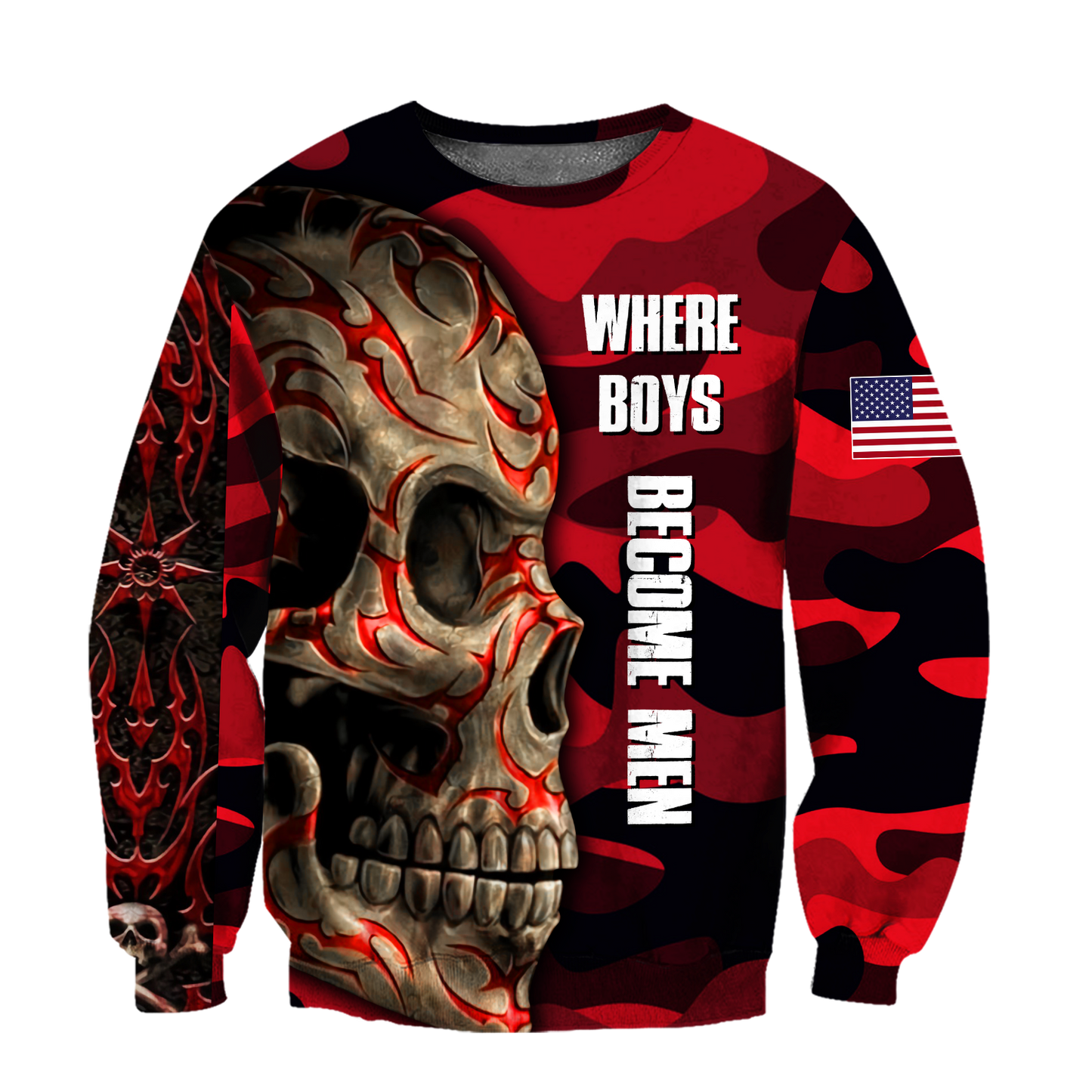 Love Skull tattoos red 3D all over printed for man and women QB06062003S