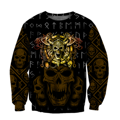 Premium Unisex All Over Printed Golden Viking Skull Shirts MEI