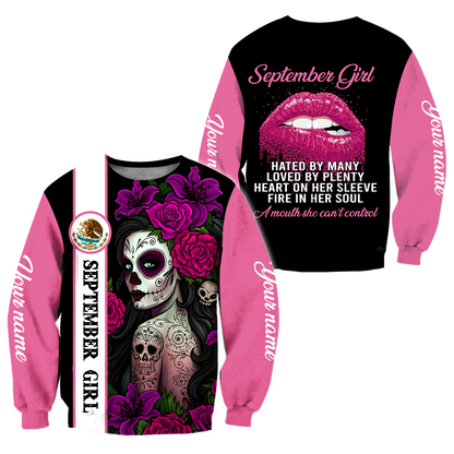 September Girl Customize Name 3D All Over Printed Shirts For Women MH10112009
