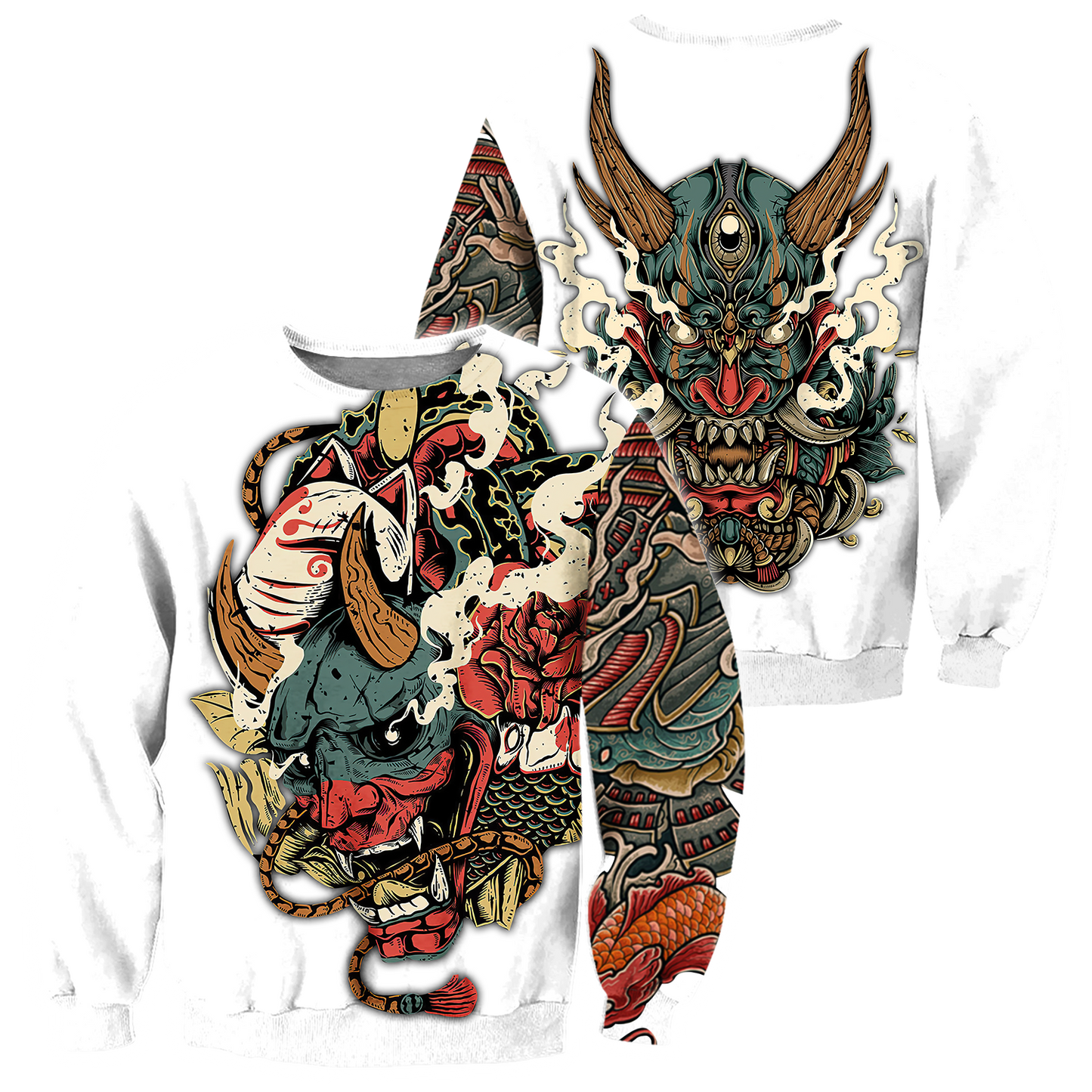 Oni Mask White Tattoo 3D Over Printed Unisex Shirt
