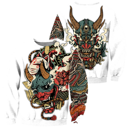 Oni Mask White Tattoo 3D Over Printed Unisex Shirt