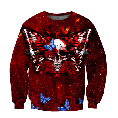 Butterfly love Skull red 3D all over printed for man and women QB05312002