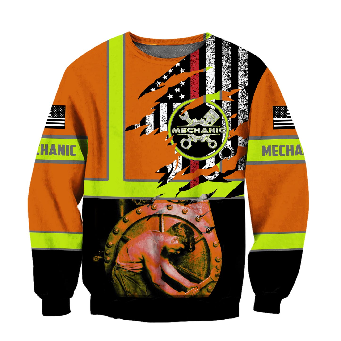 All Over Printed Mechanic Hoodie For Men and Women TN