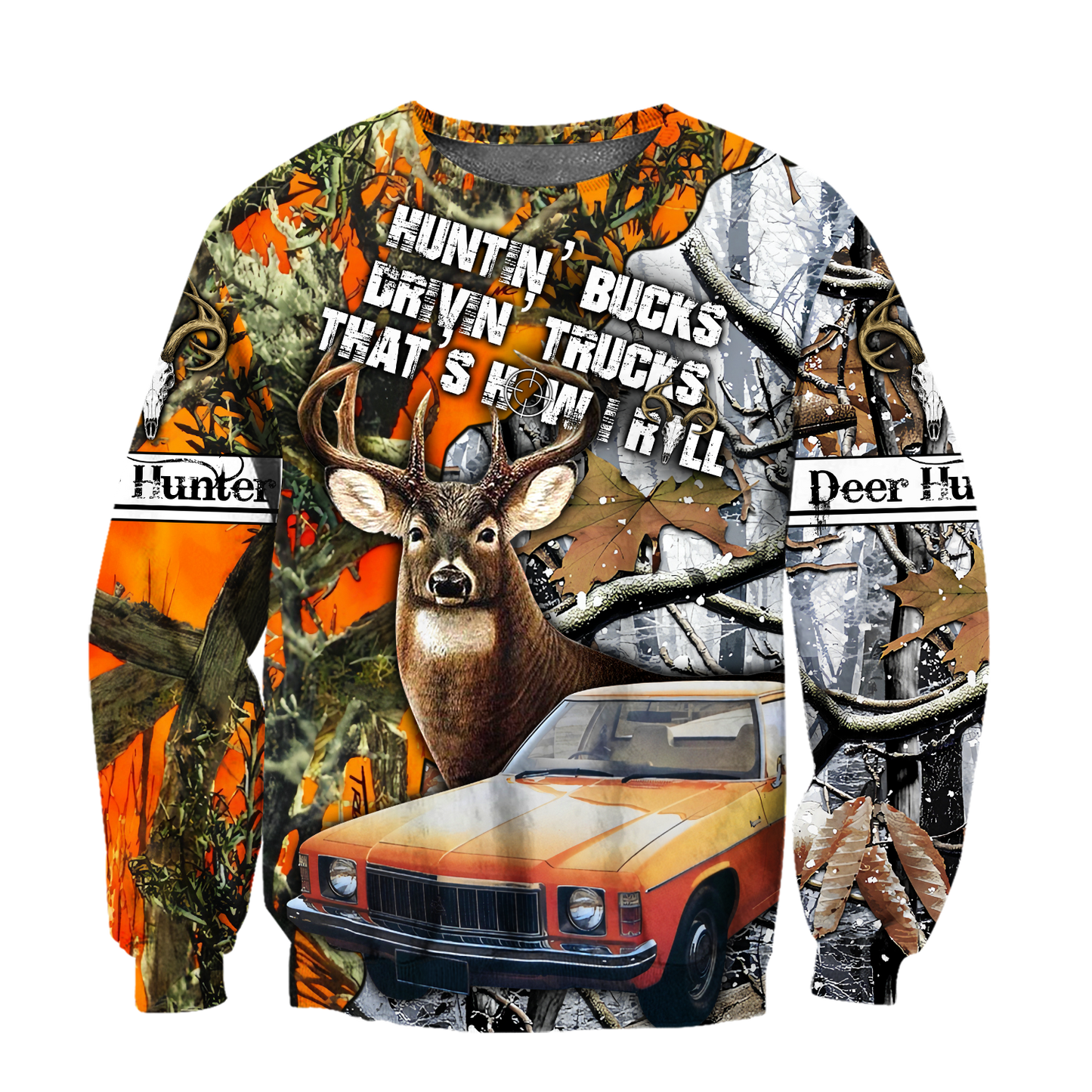 Hunting Bucks and Driving Trucks 3D All Over Print Hoodie