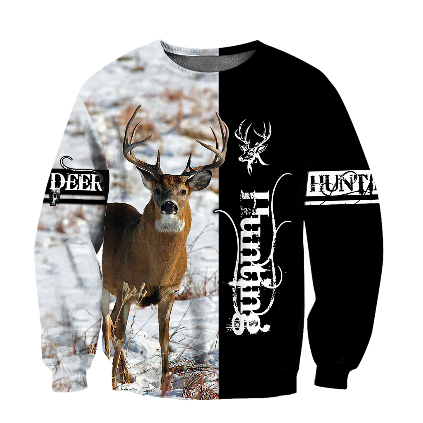 Premium Deer Hunting for Hunter Half White Camo 3D Printed Unisex Shirts