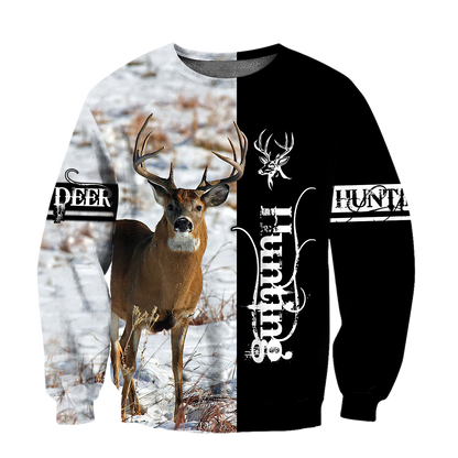 Premium Deer Hunting for Hunter Half White Camo 3D Printed Unisex Shirts