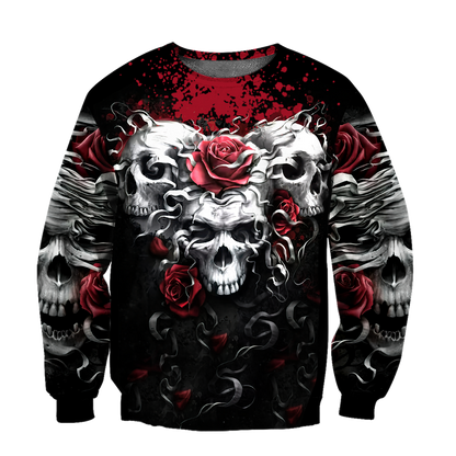 Unique Unisex All Over Printed Skulls And Roses Shirts MEI