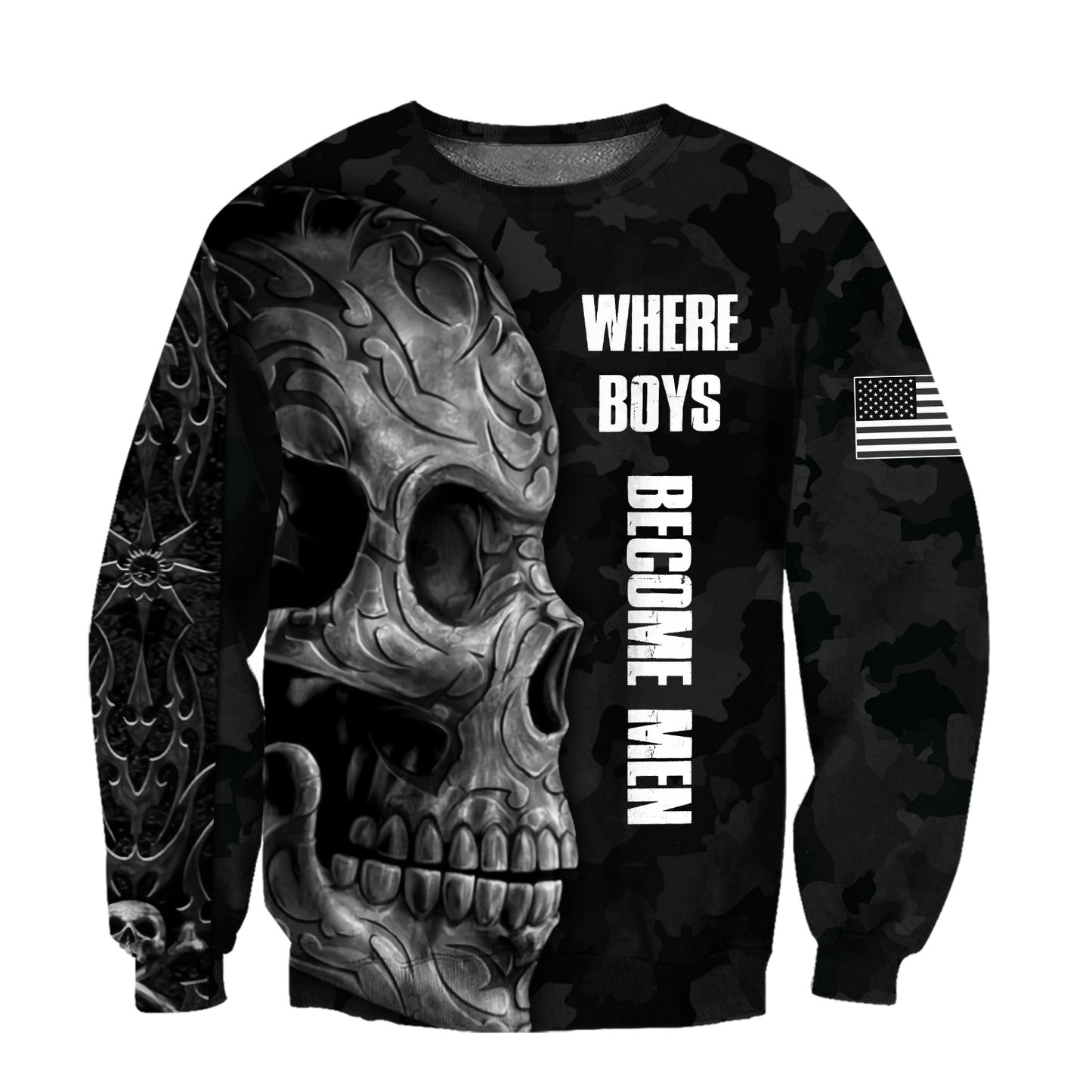 Love Skull tattoos balck 3D all over printed for man and women QB06062002