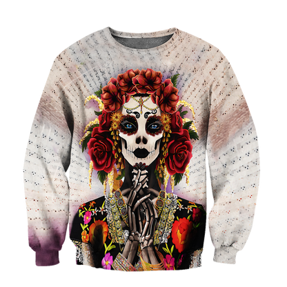 All Over Printed Day Of The Dead Catrina Hoodie HHT03092006-MEI