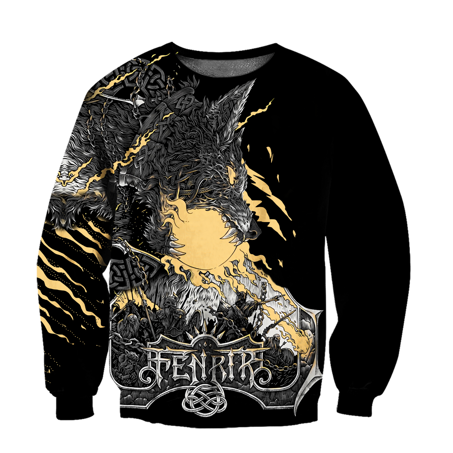 Fenrir Wolf Viking All Over Printed Unisex Deluxe Hoodie ML