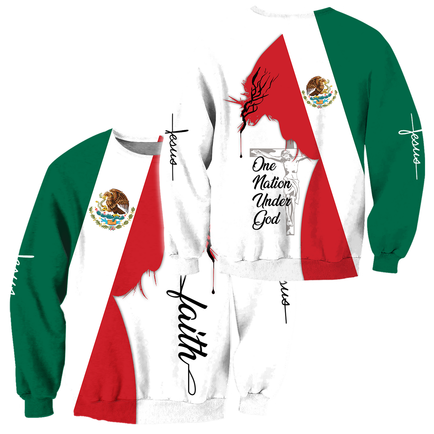 One Nation Under God Mexico Jesus 3D All Over Printed Shirts DQB10092002