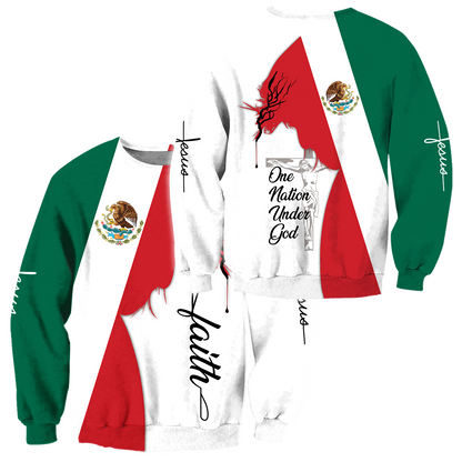 One Nation Under God Mexico Jesus 3D All Over Printed Shirts DQB10092002