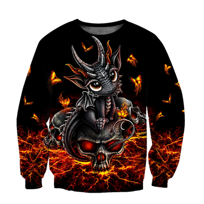 Love Skull dragon red 3D all over printed for man and women