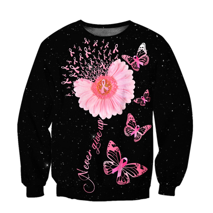 Breast Cancer-Never Give Up  3D All Over Printed Shirts For Men and Women DQB07212008