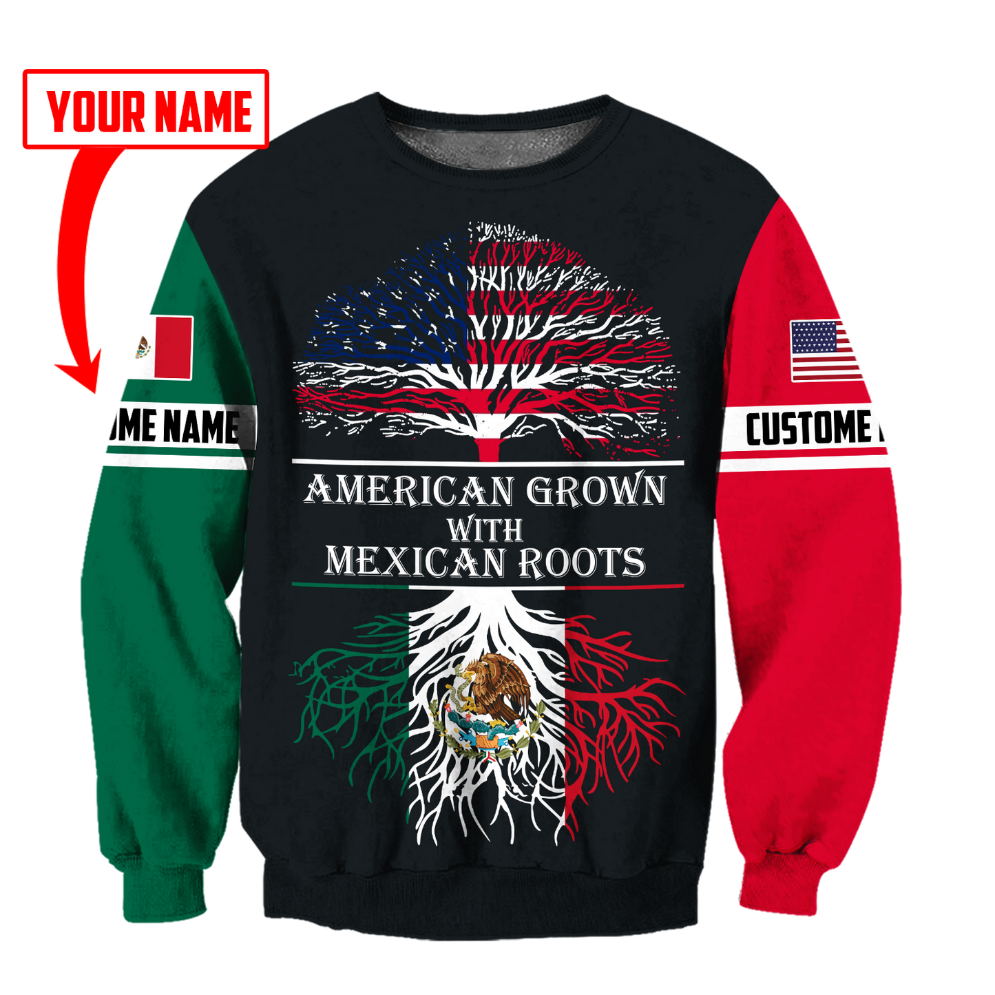 Personalized American Grown With Mexican Roots Hoodie
