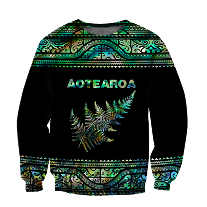 Aoteatoa New Zealand Maori Silver Fern Paua Shell 3D Unisex Hoodie