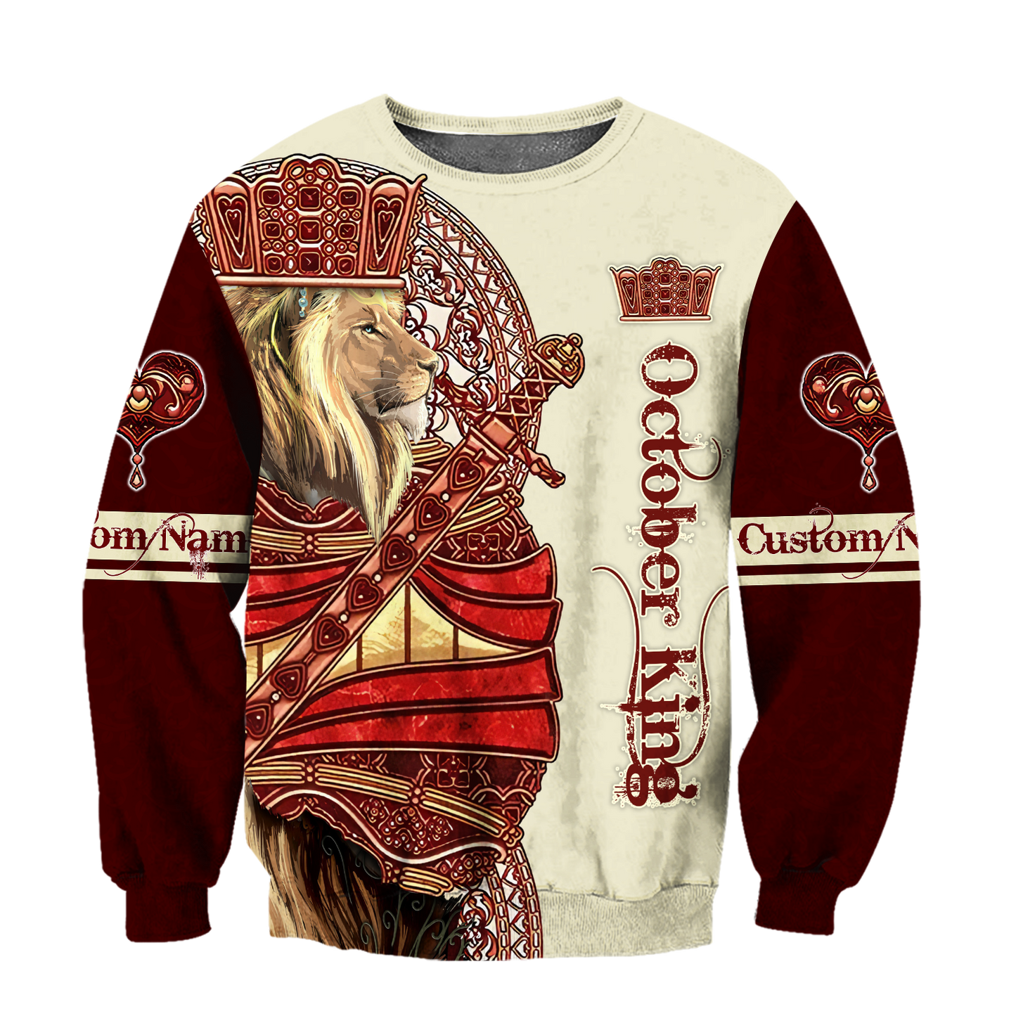 Custom Name October King Lion  3D All Over Printed Unisex Shirts