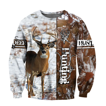 Premium Deer Hunting for Hunter Winter Camo 3D Printed Unisex Shirts