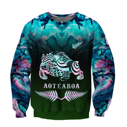 New zealand maori bulldog tattoo paua 3d all over printed shirt and short for man and women