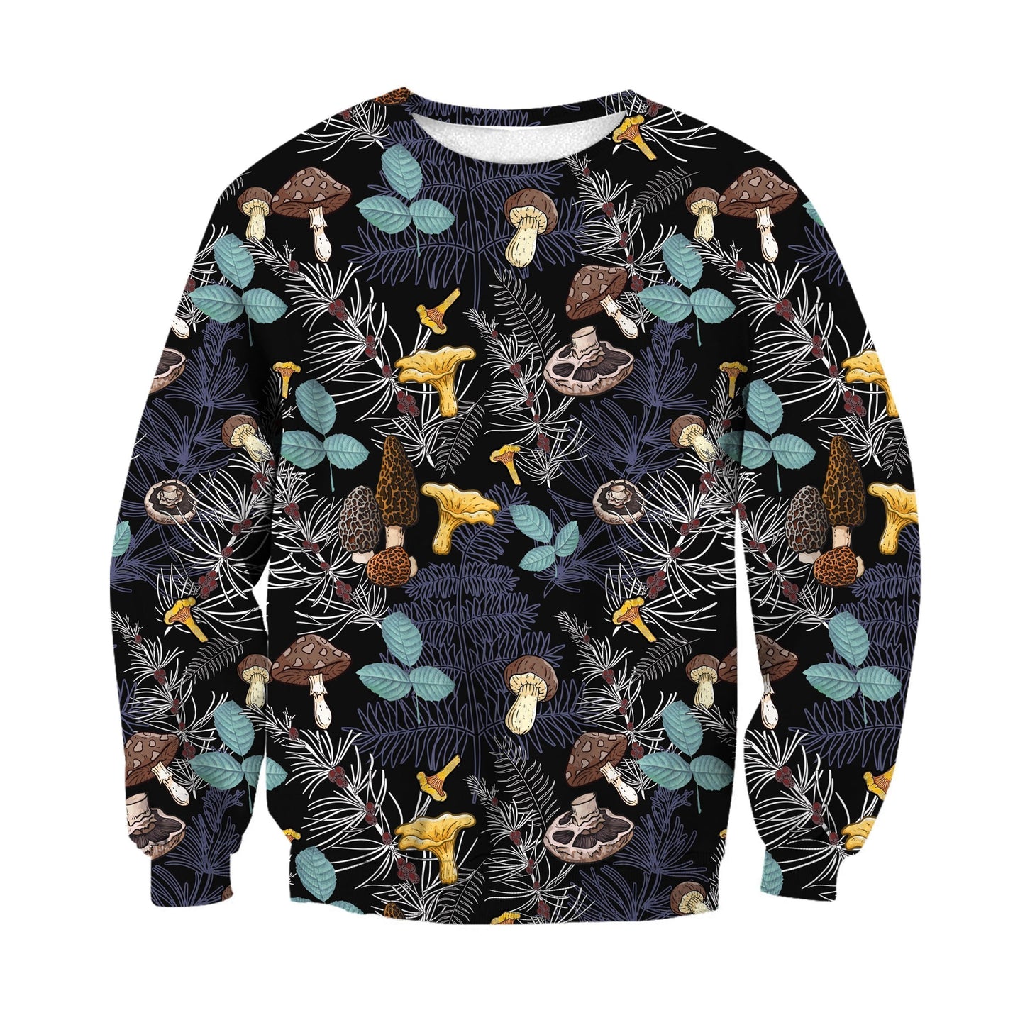 Over Print Mushrooms and leaves of forest trees Shirt DC Fashion - Amaze Style™-Apparel