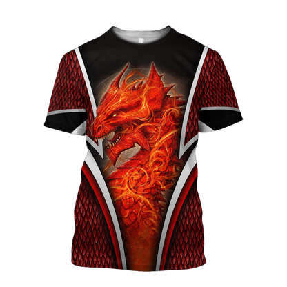 Premium Red Fire Dragon All Over Printed Shirts For Men And Women MEI