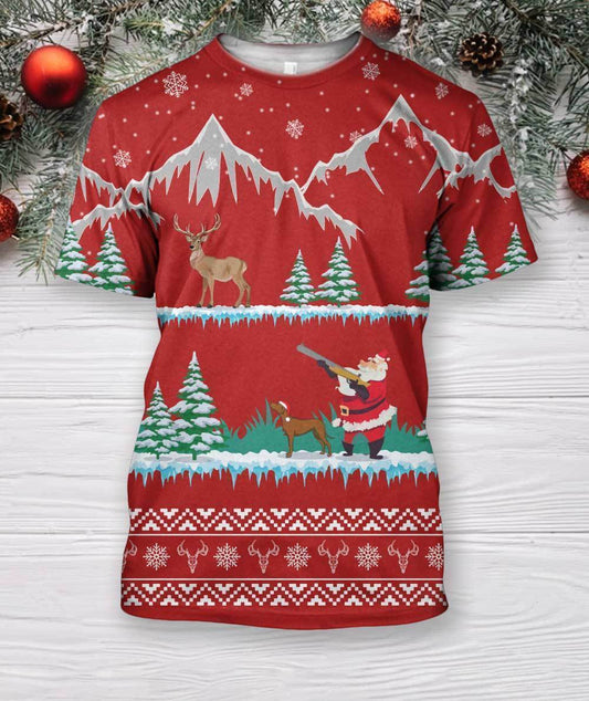 3D All Over Printed Deer Hunting Shirts and Shorts Red-Apparel-6teenth World-T-Shirt-S-Vibe Cosy™