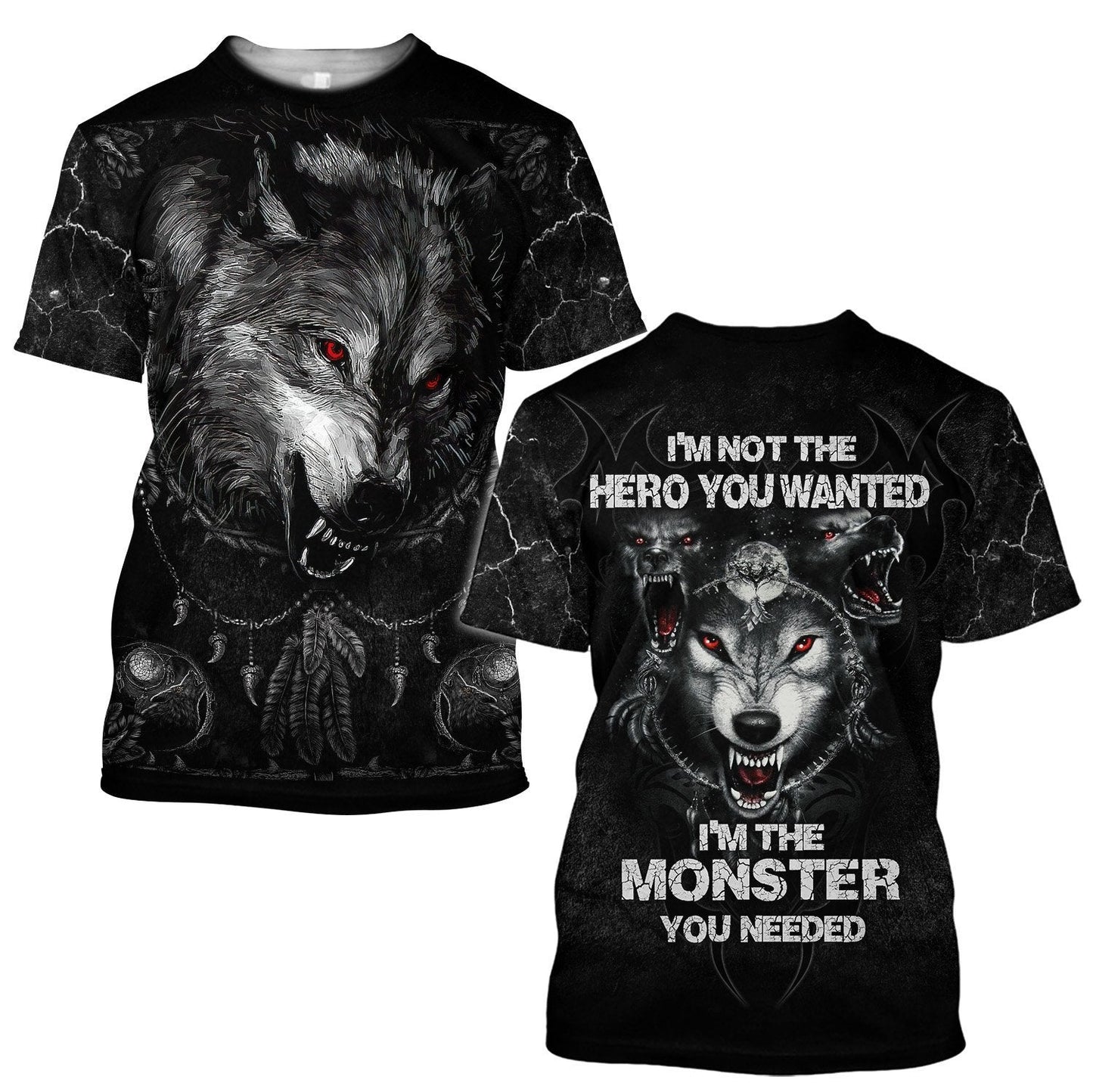 Wolf I Am Not Hero 3D Over Printed Hoodie Cloak for Men and Women-ML
