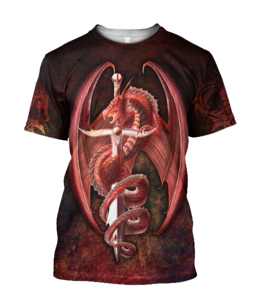 Red Dragon 3D All Over Printed Shirts For Men and Women JJW20082001