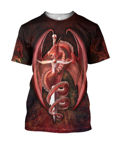 Red Dragon 3D All Over Printed Shirts For Men and Women JJW20082001