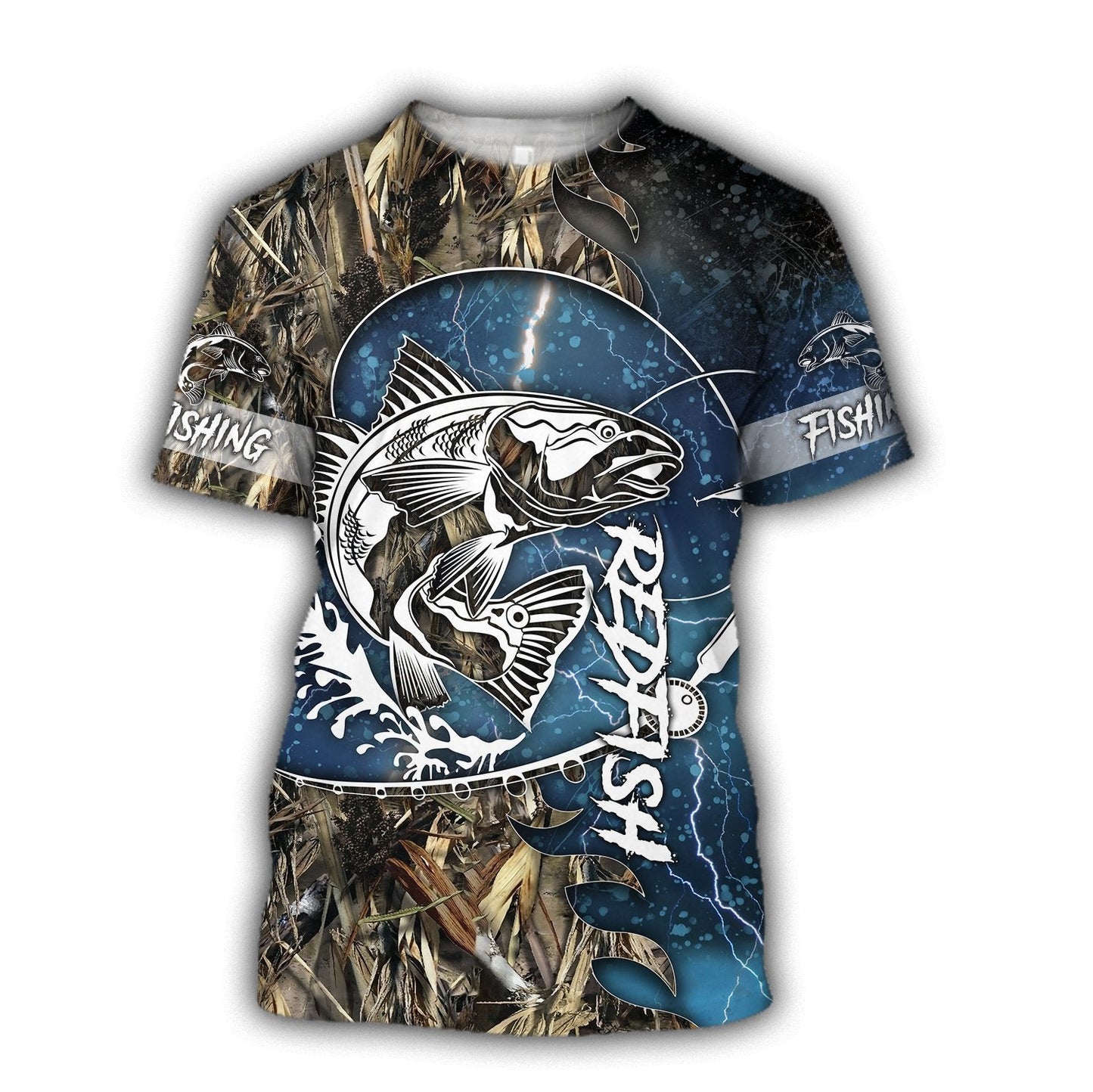 Red fishing all over printed hoodie T-shirt for men and women blue color TR221201 - Amaze Style™-Apparel