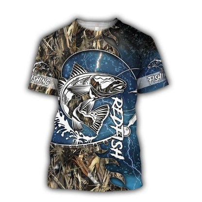 Red fishing all over printed hoodie T-shirt for men and women blue color TR221201 - Amaze Style™-Apparel