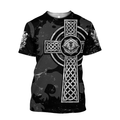 Scottish St-Andrew Thristle Celtic Cross grey ver2 Hoodie AZ210207 - Amaze Style™-Apparel