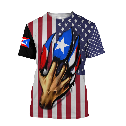 Puerto Rico And America Lover Shirts And Short TH20061701S-Apparel-TQH-T-Shirt-S-Vibe Cosy™
