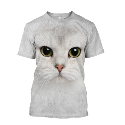 White Cat face hair premium hoodie sweatshirt cover