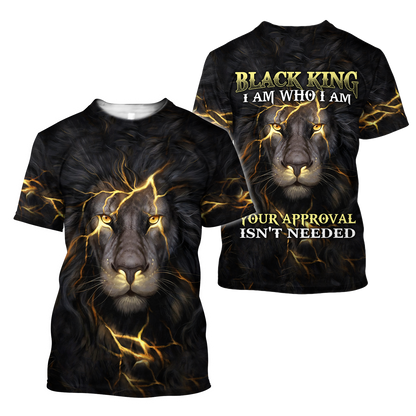 Black King-I Am Who I Am Christian Cross 3D All Over Printed Shirts For Men and Women Pi11062002