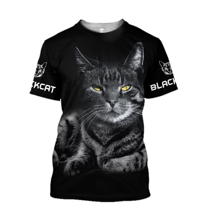 Black cat cover 3D printed shirts for men and women