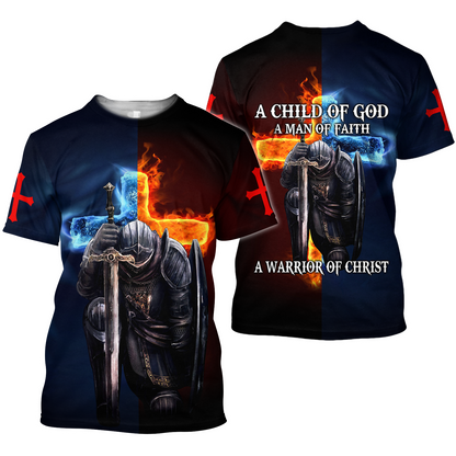Knight Templars A Child Of God A Man Of Faith A Warrior Of Christ 3D All Over Printed Shirts For Men and Women Pi05092004S