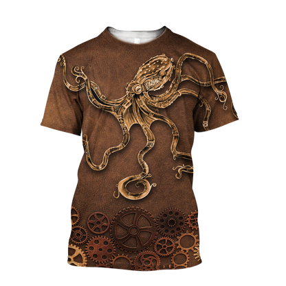 Octopus Steampunk Mechanic All Over Printed Hoodie For Men and Women TN