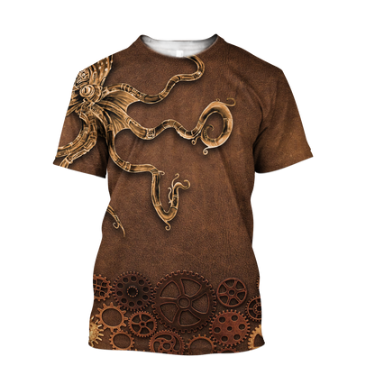 Octopus Steampunk Mechanic All Over Printed Hoodie For Men and Women TN
