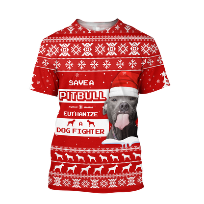Save A Pit Bull Christmas Shirt for Men and Women NDD08102002