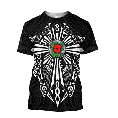 New zealand anzac, lest we forget maori cross tattoo 3d all over printed shirt and short for man and women MH3006201
