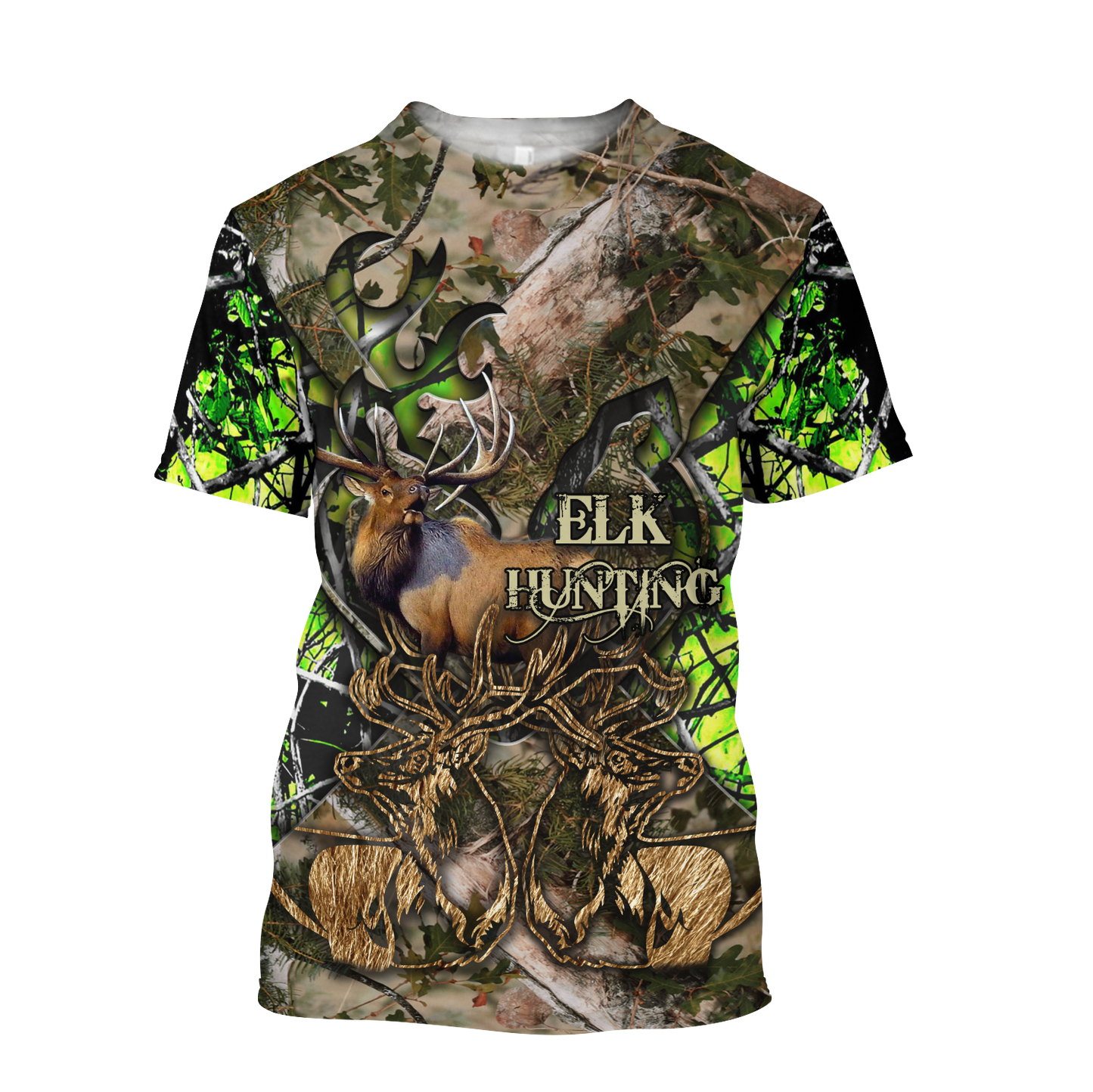 Elk Hunting Camo 3D Over Printed Unisex Deluxe Hoodie ML