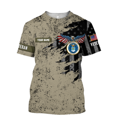Veteran US Air Force in my heart 3D shirts for men and women Proud Military