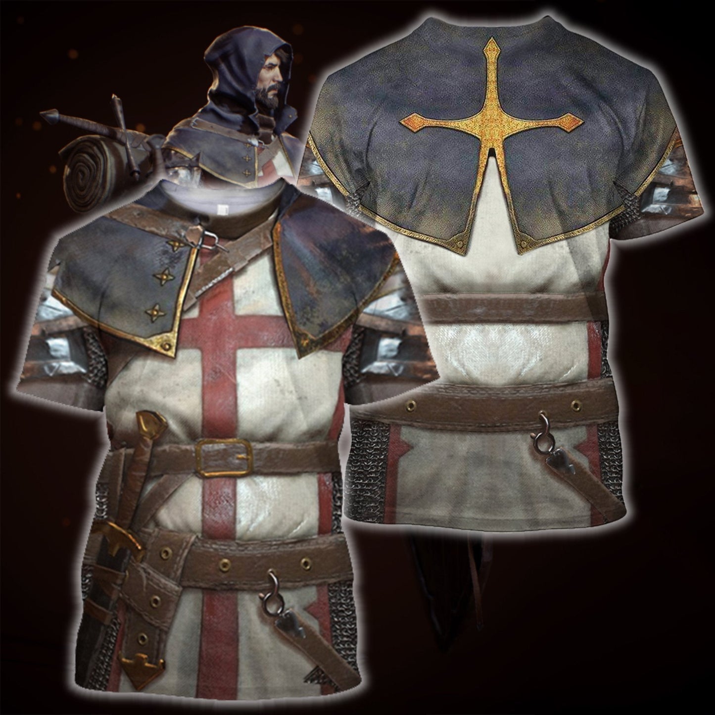 3D All Over Printed Knights Templar Tops - Amaze Style™-Apparel