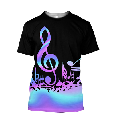 Purple Music Notes 3D All Over Printes