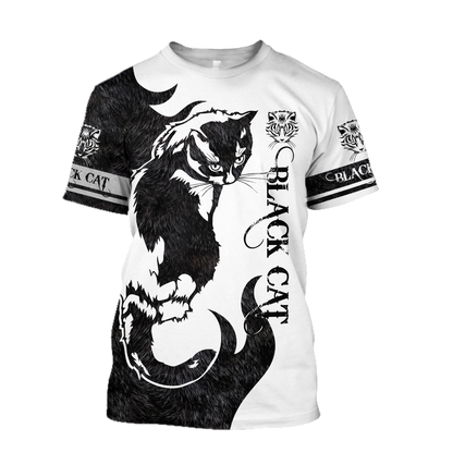 Love Black Cat Tattoo 3D all over shirts for men and women