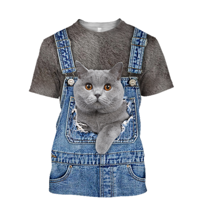 Love Cat cover British Shorthair face hair 3D all over shirts