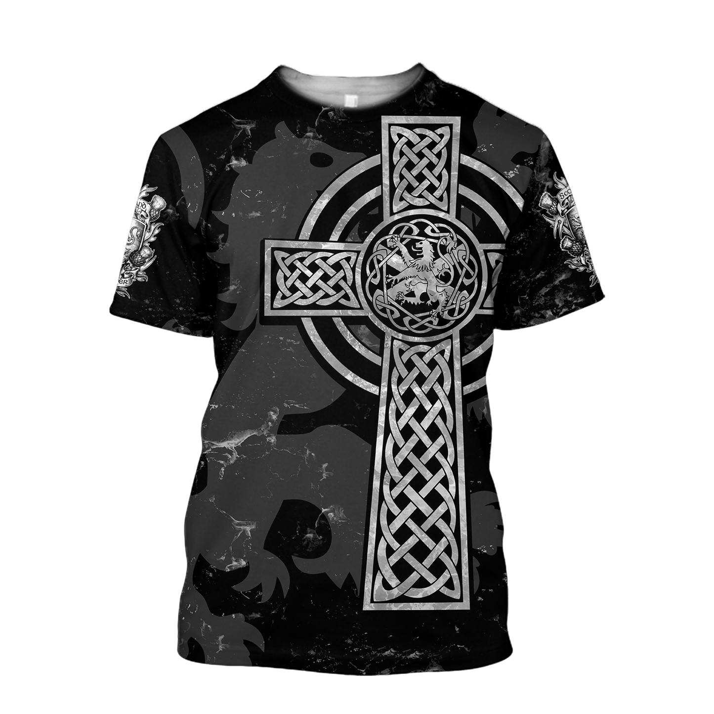 Scottish St-Andrew Lion & Thristle Celtic Cross grey ver1 Hoodie AZ210205 - Amaze Style™-Apparel