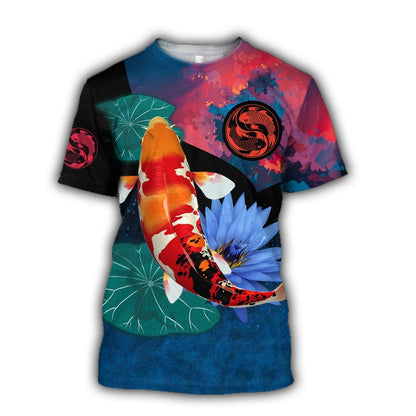 Koi Fishing on lotus 3D all over printing shirts for men and women TR110201 - Amaze Style™-Apparel