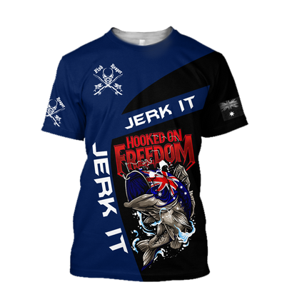 Tmarc Tee Hooked on Freedom Australia Fishing 3D printed shirts for men and women